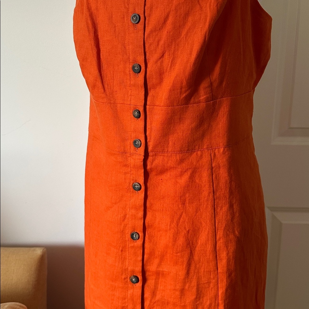 Boden Petite Vibrant Orange Linen Dress NWT! - Picture 3 of 11